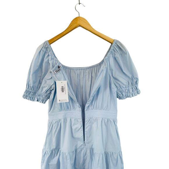 Gaudi Light Baby Blue Tiered Short Puff Sleeve Scoop Neck Mini Dress Size Small - Picture 6 of 7